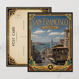 San Francisco Kalifornien Vintage Art Deco Golden Postkarte