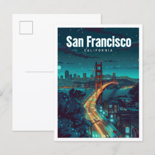 San Francisco Kalifornien Vintage Kunst Reise Postkarte