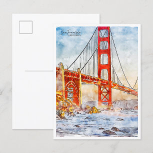 San Francisco Kalifornien Vintage-Reise Aquarell Postkarte