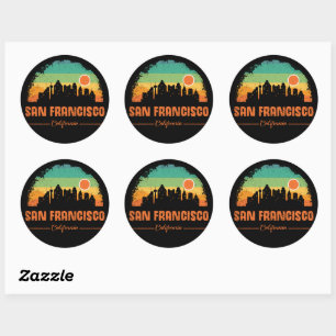San Francisco Kalifornien Vintage Retro Streifen Runder Aufkleber