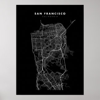 San Francisco Karte Print Poster Paper Black & Whi