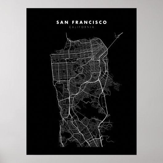 San Francisco Karte Print Poster Paper Black & Whi (Vorne)