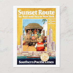 San Francisco LA New York Vintage Travel Poster Postkarte