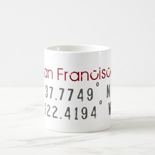 San Francisco Latitude Longitude Kaffeetasse (Mittel)