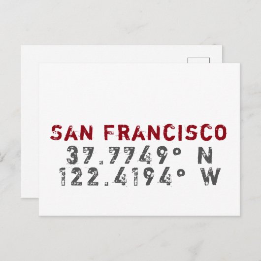 San Francisco Latitude Longitude Postkarte (Vorne/Hinten)