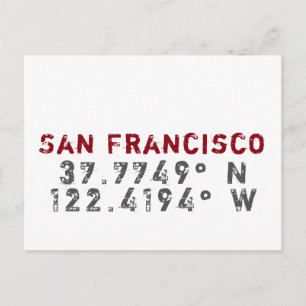 San Francisco Latitude Longitude Postkarte