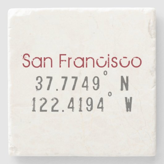 San Francisco Latitude Longitude Steinuntersetzer (Vorderseite)