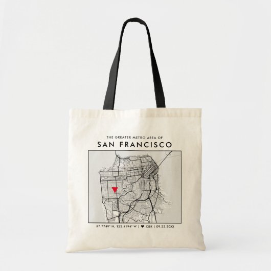San Francisco Liebe Locator | City Map Wedding Tas Tragetasche (Vorne)