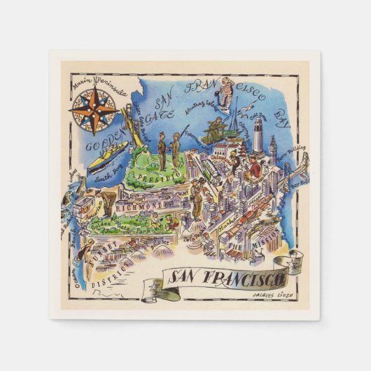 San Francisco Liozu Map Serviette (Vorderseite)