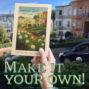 San Francisco Lombard Street Coit Tower GGB Reise Postkarte
