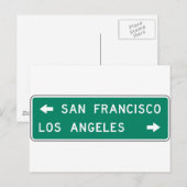 San Francisco Los Angeles Highway Sign Postkarte (Vorne/Hinten)