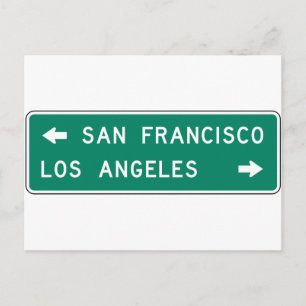 San Francisco Los Angeles Highway Sign Postkarte