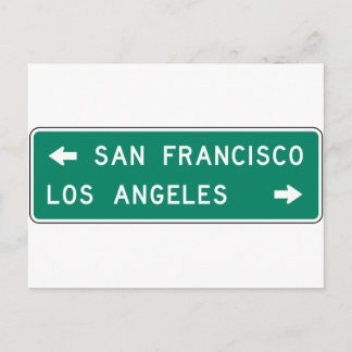 San Francisco Los Angeles Highway Sign Postkarte