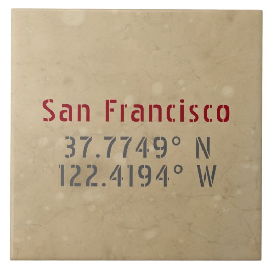 San Francisco Map Koordiniert Urban Fliese (Vorderseite)