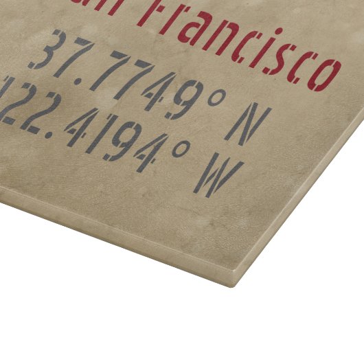 San Francisco Map Koordiniert Urban Schneidebrett (Ecke)