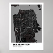 San Francisco Map Poster - California Black Map (Vorne)
