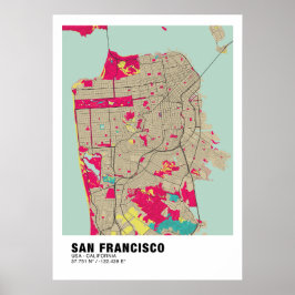 San Francisco Map Poster - Kalifornien - Farbenfro