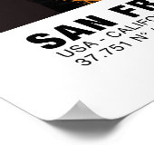 San Francisco Map Poster - Kalifornien Gold Karte (Ecke)