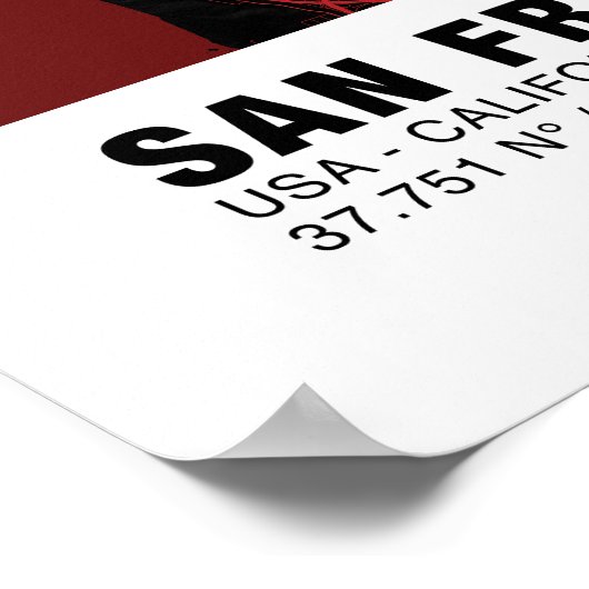 San Francisco Map Poster - Kalifornien Red Map (Ecke)