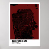 San Francisco Map Poster - Kalifornien Red Map (Vorne)