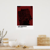 San Francisco Map Poster - Kalifornien Red Map (Küche)