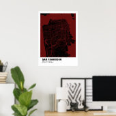 San Francisco Map Poster - Kalifornien Red Map (Heimbüro)