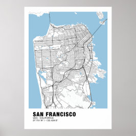 San Francisco Map Poster - Kalifornien White Map