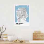 San Francisco Map Poster - Kalifornien White Map (Küche)