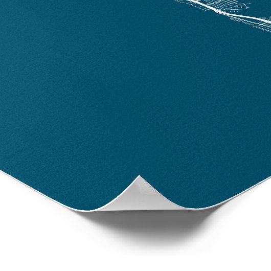 San Francisco Map Print, Poster Paper Dark Blue (Ecke)