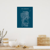 San Francisco Map Print, Poster Paper Dark Blue (Küche)