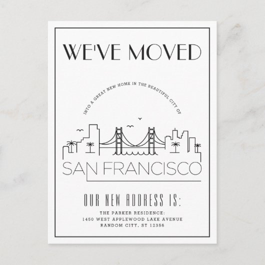 San Francisco Moderner Deko | Änderung der Anschri Ankündigungspostkarte (Vorderseite)