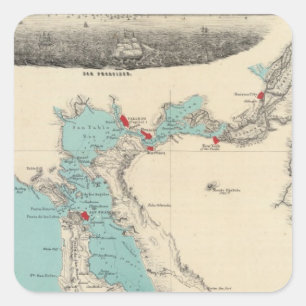 San Francisco nach Sacramento Quadratischer Aufkleber