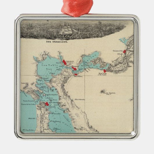 San Francisco nach Sacramento Silbernes Ornament (Vorne)