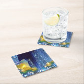 San Francisco Nachtleben-Markt-Papier-Untersetzer Rechteckiger Pappuntersetzer (Vor Ort)