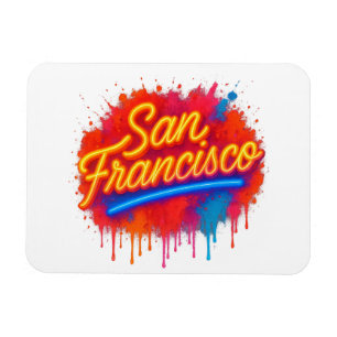 San Francisco Neon Splash Street Art T - Shirt Magnet