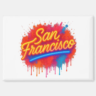 San Francisco Neon Splash Street Art T - Shirt Magnet