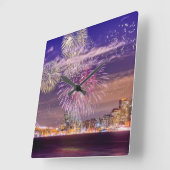 San Francisco New Year Fireworks Quadratische Wanduhr (Winkel)