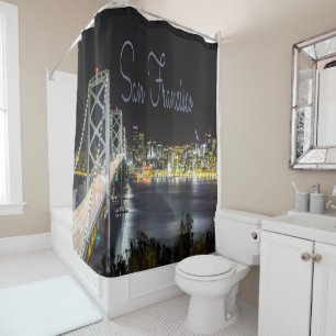 San Francisco Night Sky Line Golden Gate Bridge Duschvorhang