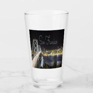 San Francisco Night Sky Line Golden Gate Bridge Glas