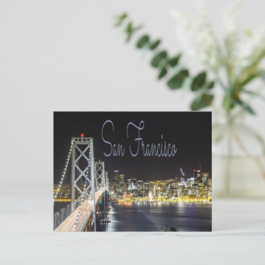 San Francisco Night Sky Line Golden Gate Bridge Postkarte (Stehend Vorderseite)
