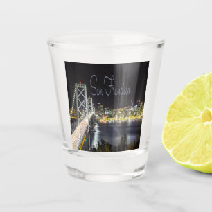 San Francisco Night Sky Line Golden Gate Bridge Schnapsglas