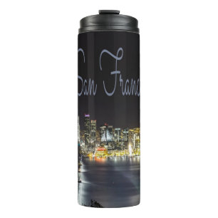 San Francisco Night Sky Line Golden Gate Bridge Thermosbecher