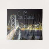 San Francisco Night Sky Line Golden Gate Bridge. Wandteppich (Vorderseite (Horizontal))
