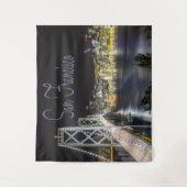 San Francisco Night Sky Line Golden Gate Bridge. Wandteppich (Vorderseite)