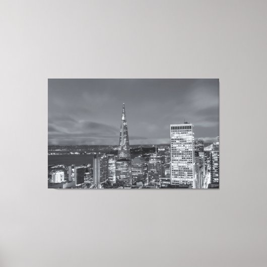 San Francisco Nighttime bw Leinwanddruck (Vorderseite)