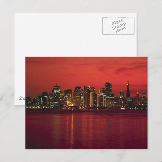 San Francisco Nitetime Skyline Postkarte (Vorne/Hinten)