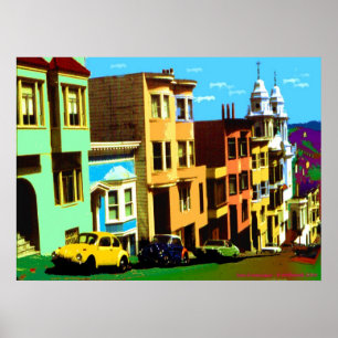 San Francisco Nob Hill - Pop-Kunst-Druck Poster