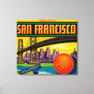 San Francisco orange Aufkleber Leinwanddruck