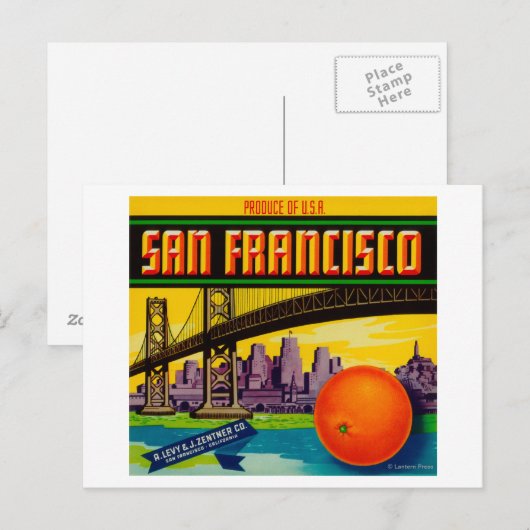 San Francisco Orange Label Postkarte (Vorne/Hinten)