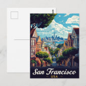 San Francisco Painted Ladies City View Postkarte (Vorne/Hinten)